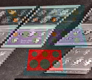 5 Vintage United States Proof Sets: 5 Vintage United States Proof Sets. This lot includes:  (1) 1980 United States Proof Set.  (1) 1971 United States Proof Set. (1) 1968 United States Proof Set. (