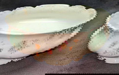 Vintage Porcelain Floral Bowl: Vintage Porcelain Floral Bowl. This is approx 9 1/2" x 9 1/2" x 3 3/4" and it weighs 1.82lb. The bowl has crazing and markings. Please see the images as they are part of the description. The maker and