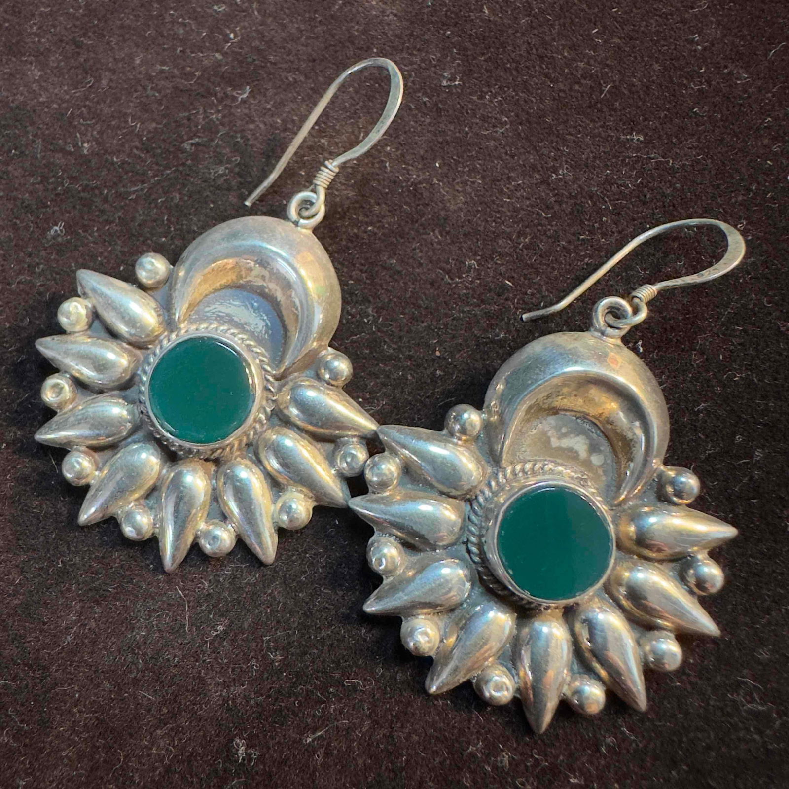 Green Stone Accent Sterling Silver Dangle Earrings (1 of 7)