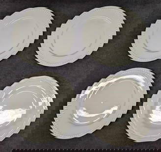 3  Fitz & Floyd  & 1 Gibson Designs China Salad Plates: 3 Fitz &amp; Floyd &amp; 1 Gibson Designs China Salad Plates. This lot includes:  (3) Fitz &amp; Floyd Everyday White Beaded China Salad Plates. Each is approx 8 1/2&#34; x 3/4&#34; x 8 1/2&#34;. (1)