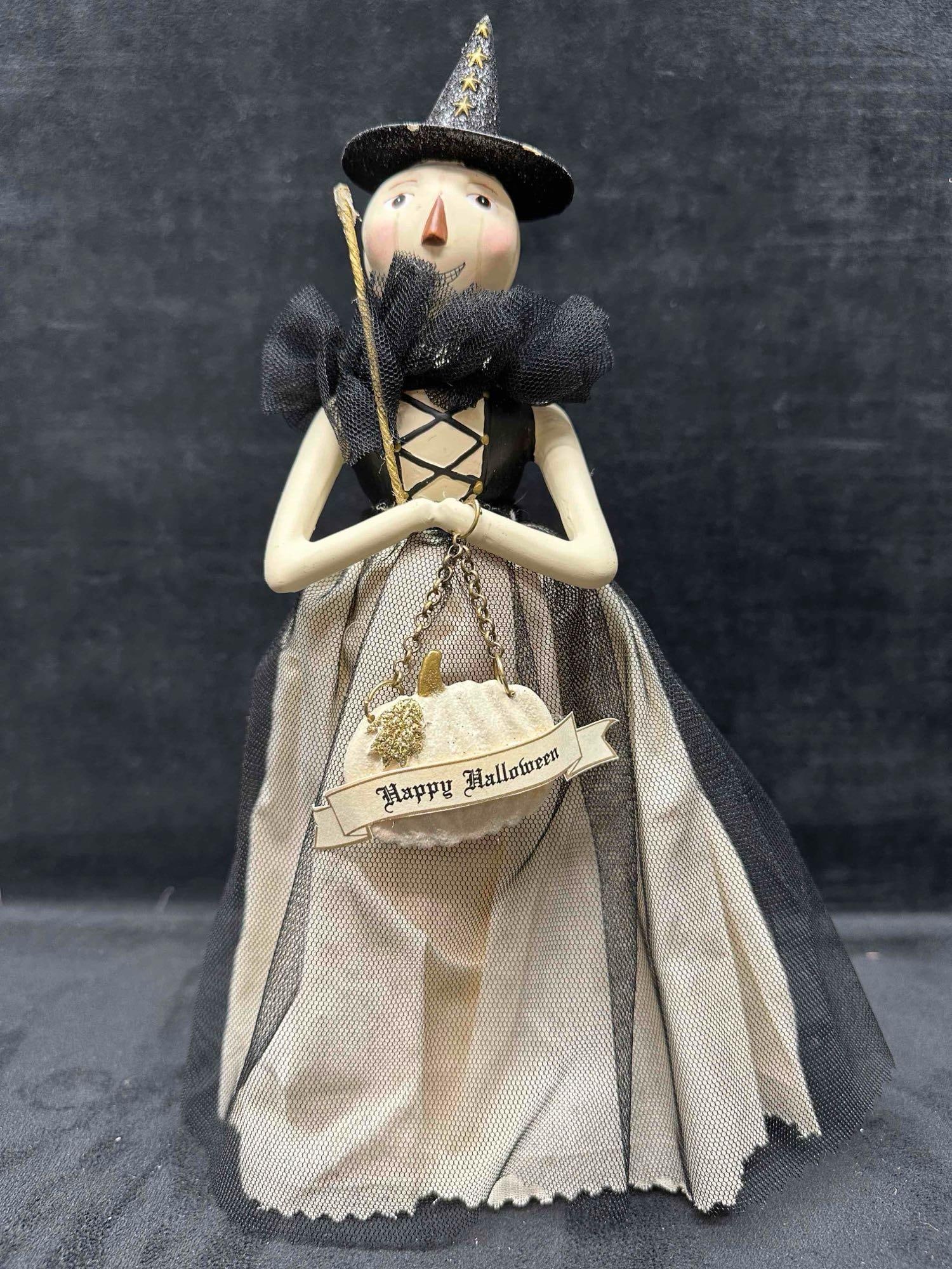 Heather Myers Happy Halloween Pumpkin Witch Figure Doll Folk Art (1 of 10)