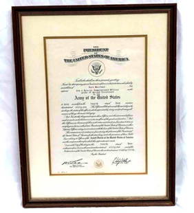 Official Document From The President Of The United States Instating Reserve Commissioned Officer: This lot contains an official document from The President Of The United States Instating&nbsp;Jack Sweetman as Reserve Commissioned Officer Second Grade Lieutenant in the U.S Army. This document is fr