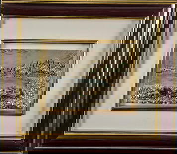 JB Arte Diffusione 925 Silver 3D Sculpture Village Art: Italian Made Silver Laminated Relief Sculpture Of An Italian Costal Village. The framed sculpture art is approx 21" x 1 1/2" x 18 1/2" and it weighs 8lbs. The sculpture is approx 9 3/4" x 1 1/4" x 7".