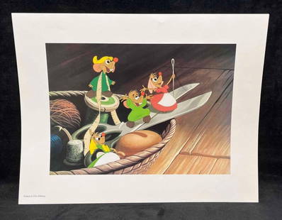 Disney's Cinderella Friend of Mice Commemorative Lithograph 2001: This lot contains a Disney&#39;s Cinderella Friend of Mice Commemorative Lithograph 2001. Cinderella is an animated film produced by Walt Disney productions in 1950. The Disney film was based on the 1
