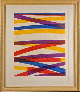 Framed Limited Edition Piero Dorazio Lithograph Print: Framed Limited Edition Piero Dorazio Lithograph Print. &#34;Untitled&#34; &#34;Ink Ribbons&#34;. This is #40 of #100. This is signed and numbered by the artist in pencil. Was signed in 1968. Framed li