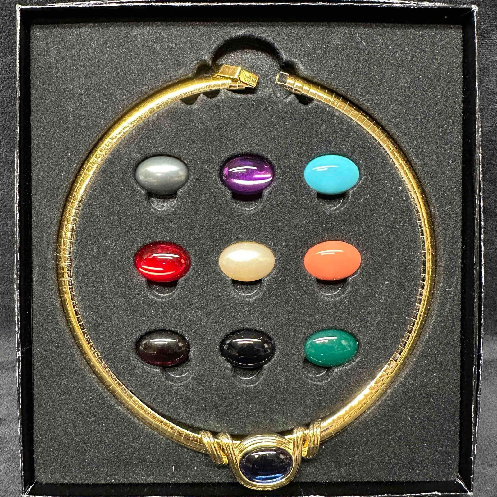 Joan Rivers Omega Ten Color Slide Necklace Cabochon Ten Interchangeable Stones (1 of 9)