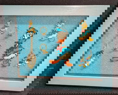 A Lot of 6 Vintage Donald Duck Framed Collectibles Earrings Rings Spoon Charm Pendant Figure: A Lot of 6 Vintage Donald Duck Framed Collectibles Earrings Rings Spoon Charm Pendant Figure  Donald Duck, one of Walt Disney&#39;s most beloved animated characters, presents himself in his cheerful s
