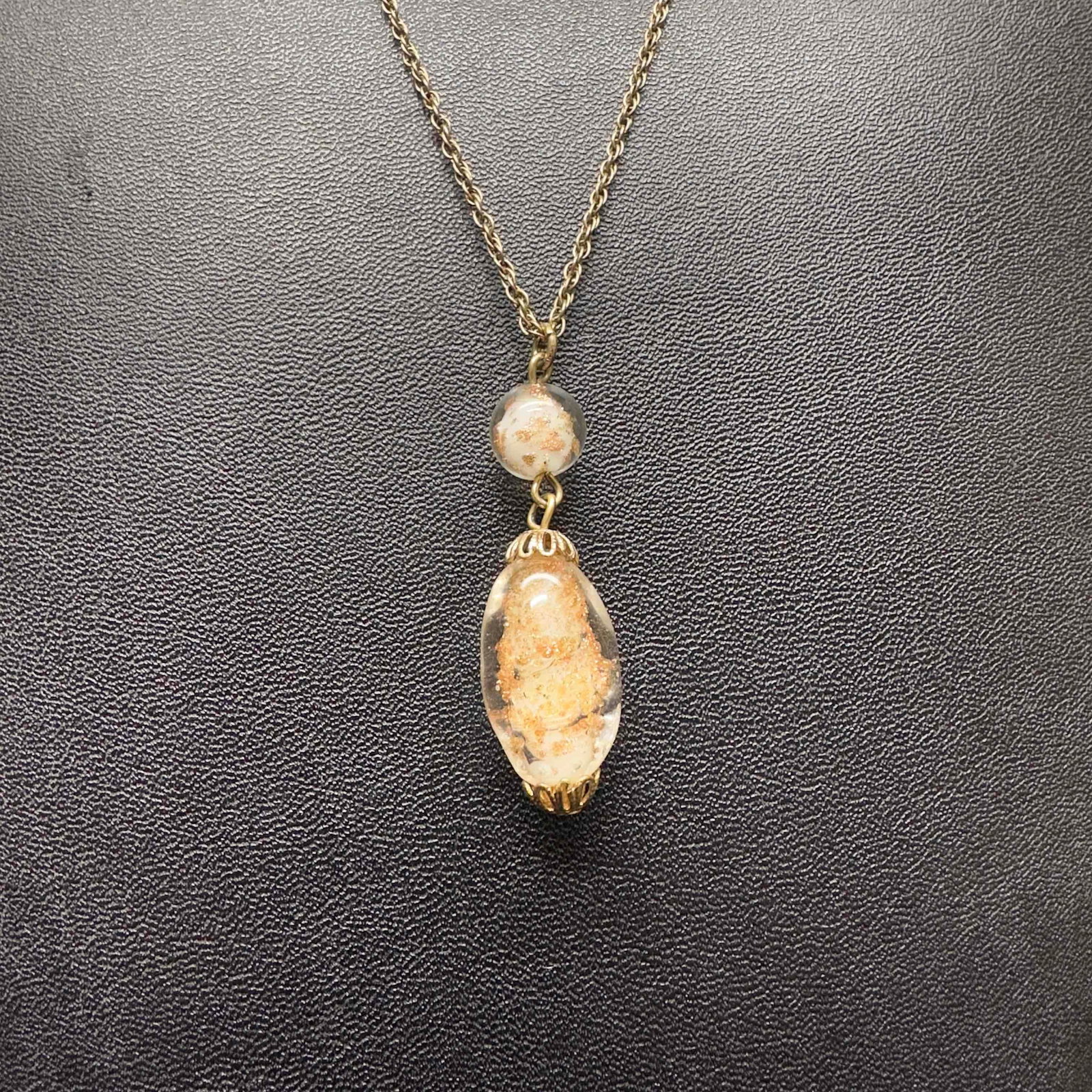 Venetian Murano Art Glass Lamp Work 12K Gold Filled Chain Single Copper Accent Bead Necklace H84 (1 of 9)