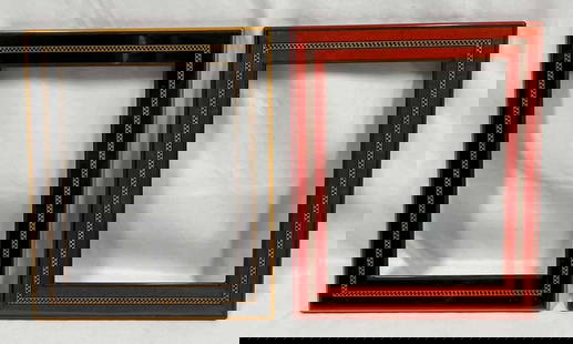 Two Unique Photo Frames: This lot contains Two Unique Photo Frames. Each Frame is approx 10 1/4" &nbsp;x 1/2" x&nbsp;12 1/4". Total weight is approx 1.2lbs. Overall the frames are in good used condition with some minor wear f