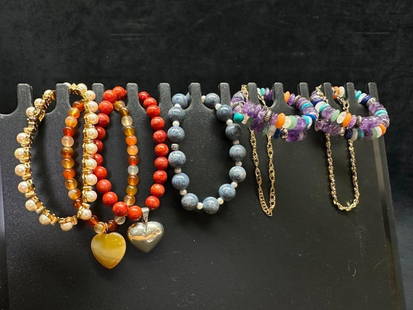 Lot of Sterling Silver Bracelets: This piece of jewelry has been tested and researched prior to listing. Please view all our pictures they are part of our description. DETAILS:  Metal - Sterling Silver Color - Silver, Gold-Plated Ston