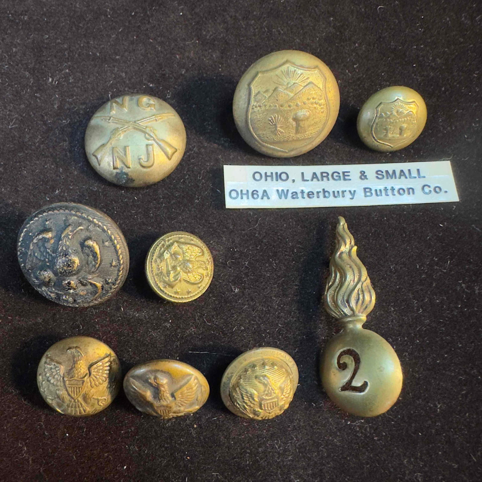 Civil War Era Button Horstmann Waterbury Army Navy Set Ohio Large Small Buttons Lot of Nine 9 (1 of 14)