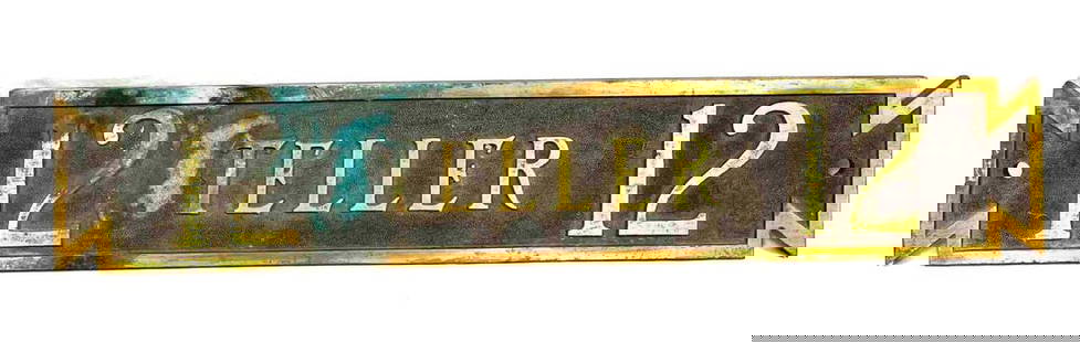 Vintage Brass Bank Teller Sign 12: This lot contains a Vintage Brass Bank Teller Sign 12.&nbsp;The sign is approx 16 3/4" x 3 1/4" x 1/2" and it weighs 3.6lbs. Overall the sign is in good used condition with some light wear from use ov