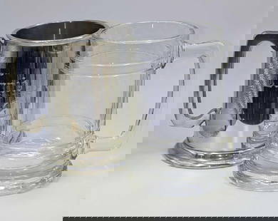2 Vintage Glass And Pewter Tankards: 2 Vintage Glass And Pewter Tankards. This lot includes: (1) Leonard Eales Of Sheffield English Pewter Tankard. Is marked "Ernie" on one side and has initials on the other. This is approx 4 1/
