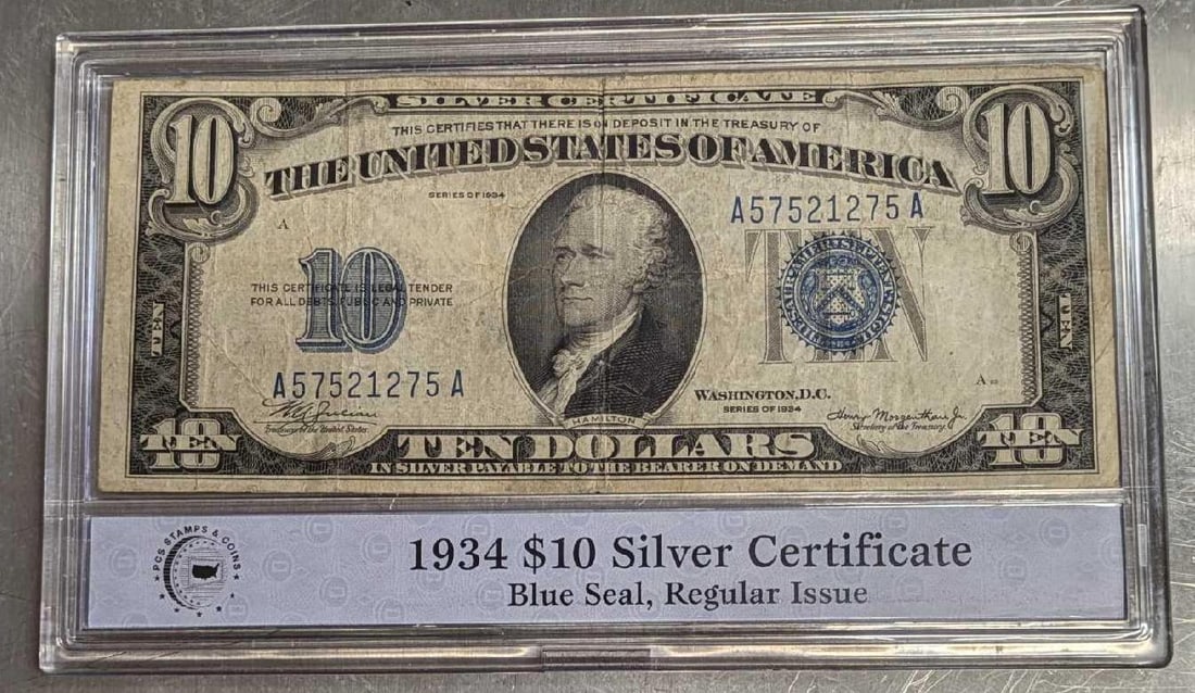 1934 $10 Silver Certificate Blue Seal VG (1 of 6)