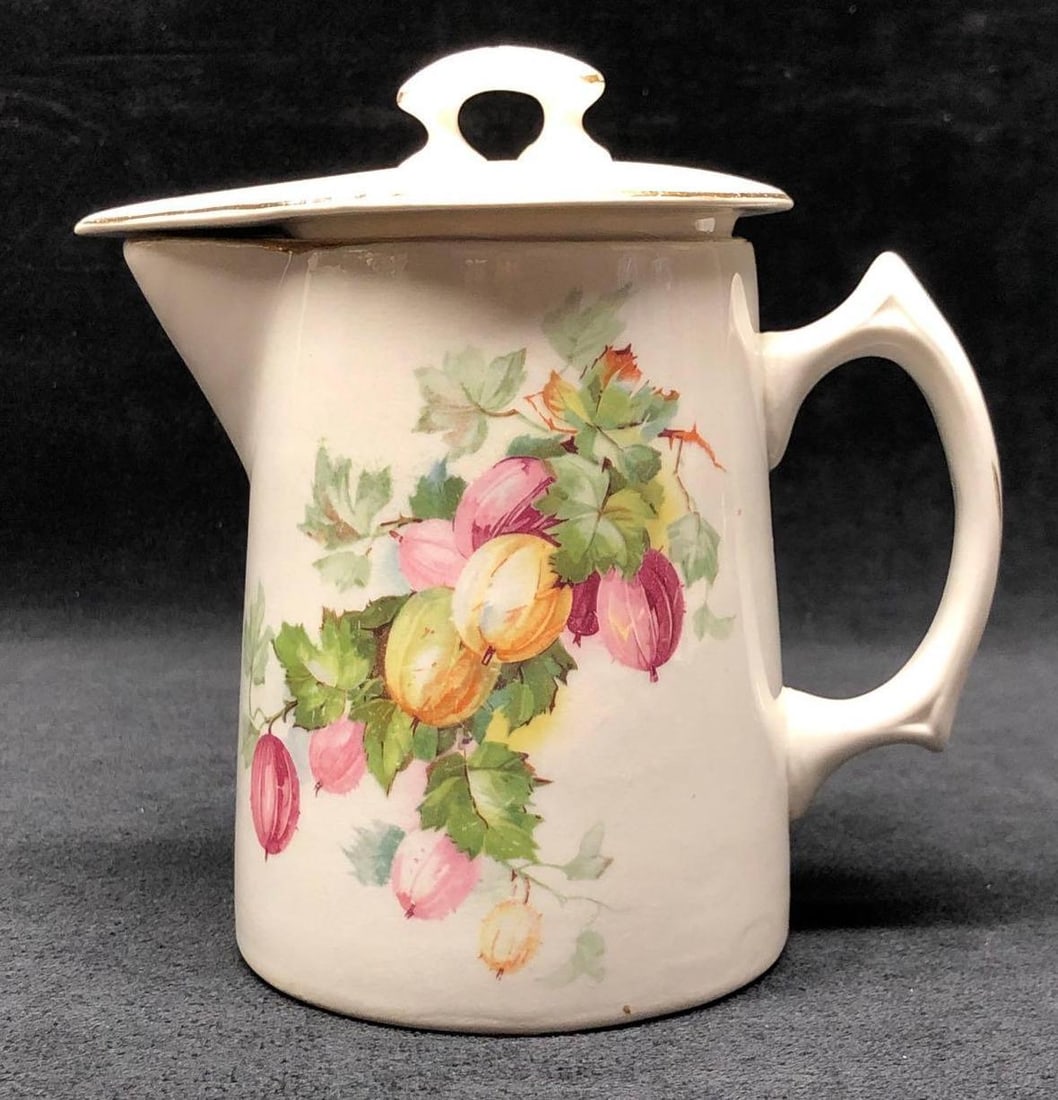 Vintage Semi Vitreous Edwin M. Knowles China Co. Tea Pot - Chinese Lantern Fruit Tree (1 of 7)