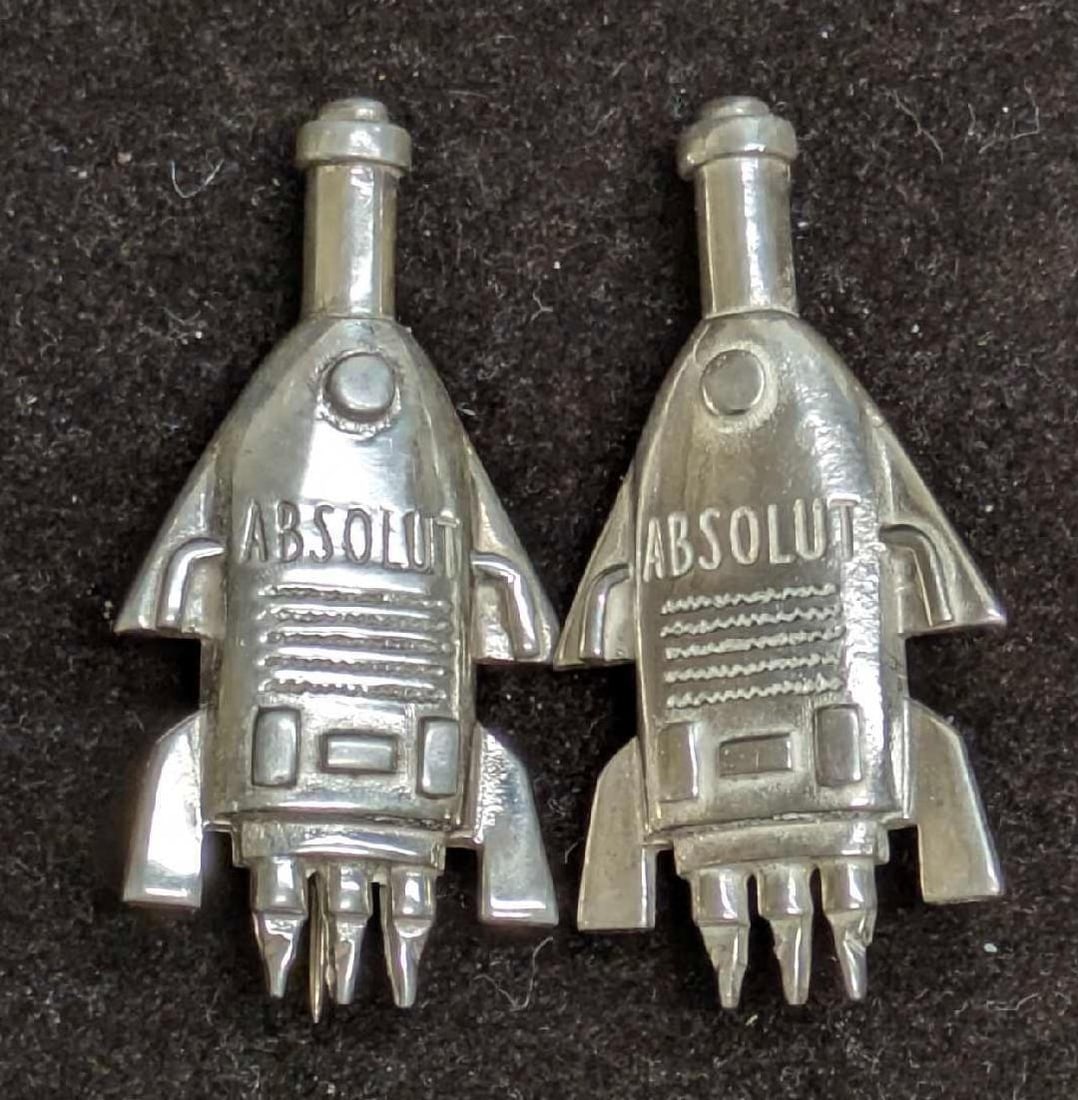 2 Sterling Silver Brooch Pins Absolut Vodka Bottle Rocket CC (1 of 4)