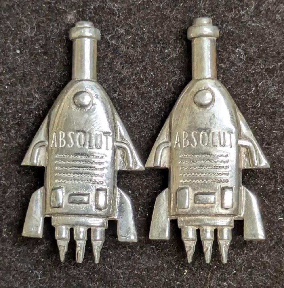 2 Sterling Silver Brooch Pins Absolut Vodka Bottle Rocket DD (1 of 4)