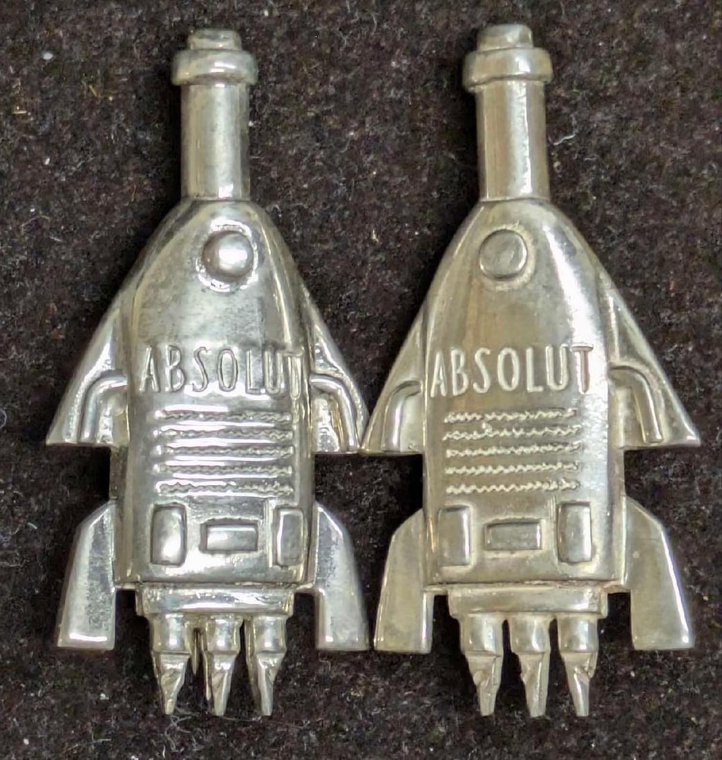 2 Sterling Silver Brooch Pins Absolut Vodka Bottle Rocket EE (1 of 4)