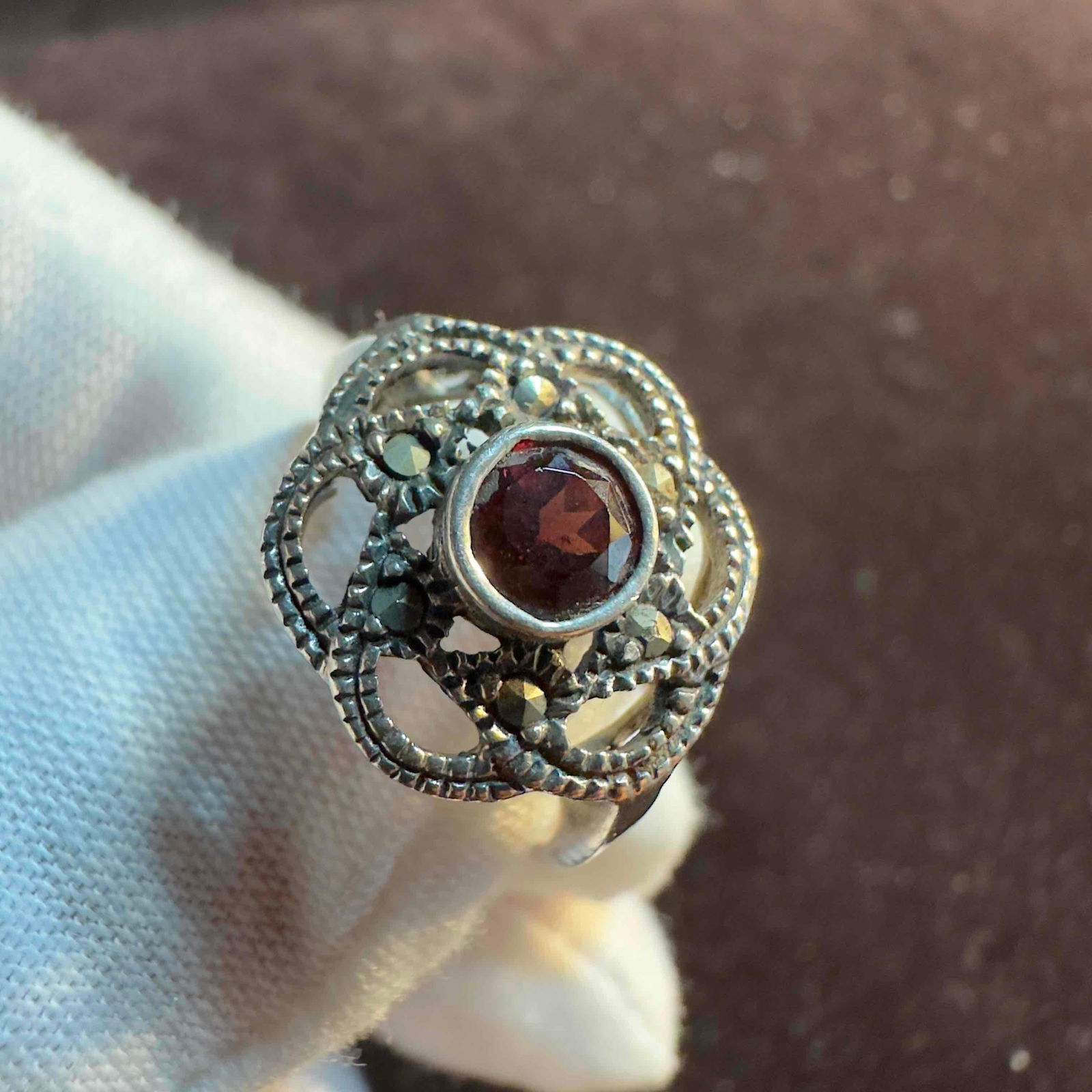 Sterling Silver Ruby Red Stone Accent Ring (1 of 13)