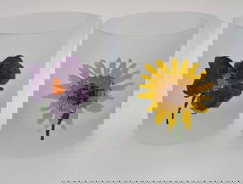 2 Dartington Double Old Fashioned Frosted Flower Glasses A