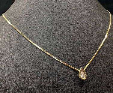14k Gold .35 ct Pear-Cut Diamond Pendant: This piece of jewelry has been tested and researched prior to listing. Please view all our pictures they are part of our description. DETAILS: Metal - 14k Gold Color - Yellow Gold Stones - Diamond, e