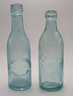 Vintage E.A. Bain & D.P. Rockafeller & Bro Glass Bottles: Vintage E.A. Bain &amp; D.P. Rockafeller &amp; Bro Glass Bottles. This lot includes:  (1) Vintage E.A. Bain Glass Bottle. From Petersburg, VA. This is approx 2 1/2&#34; x 2 1/2&#34; x 8 1/2&#34;. The