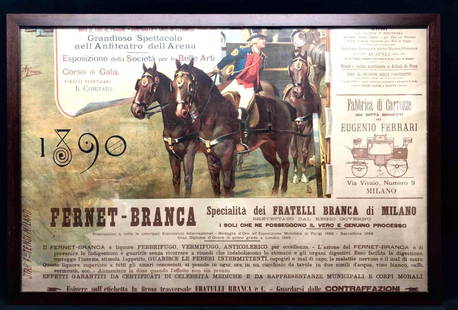 Original Advertisement Poster: This lot contains an original&nbsp;advertisement&nbsp;poster from the late nineteenth century. The poster advertises multiple events and products such as the exhibition of the Society of Fine Arts, ra