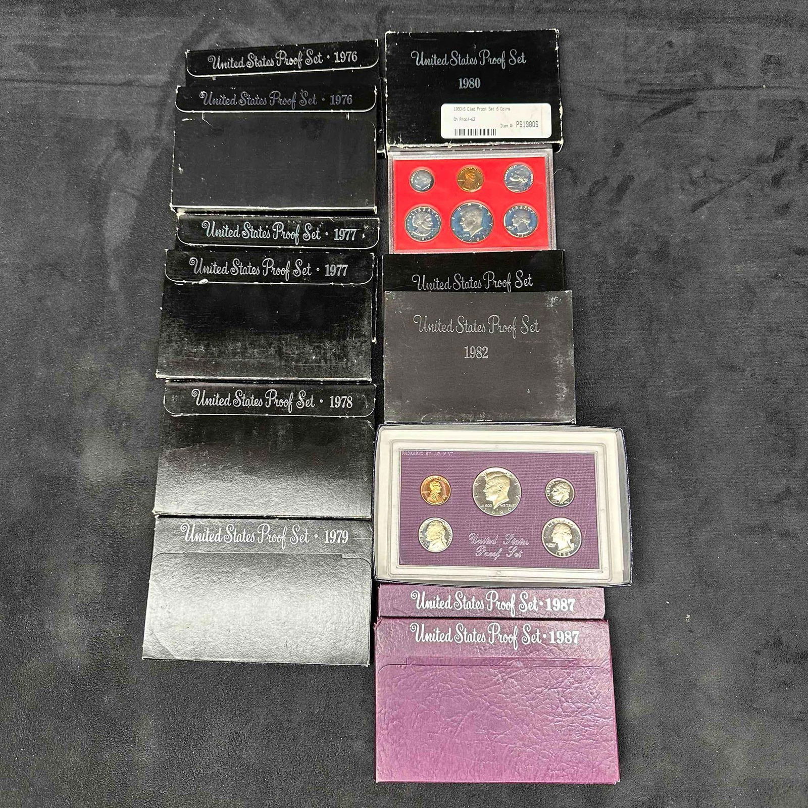 United States Proof Set Collection Set Lot of 13 Thirteen Sets 75 Coins Total 1970's and 1980's Clad (1 of 16)
