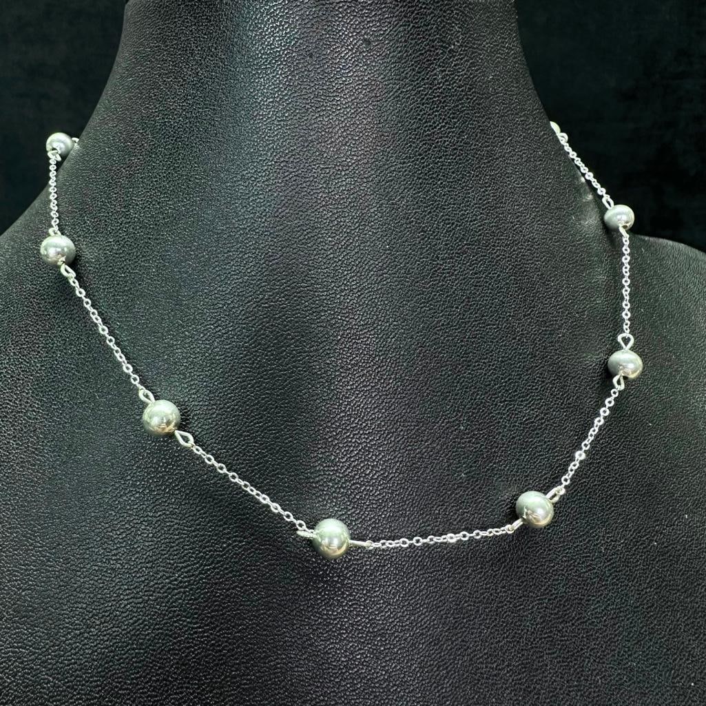 Sterling Silver Necklace with Round Beads (1 of 3)