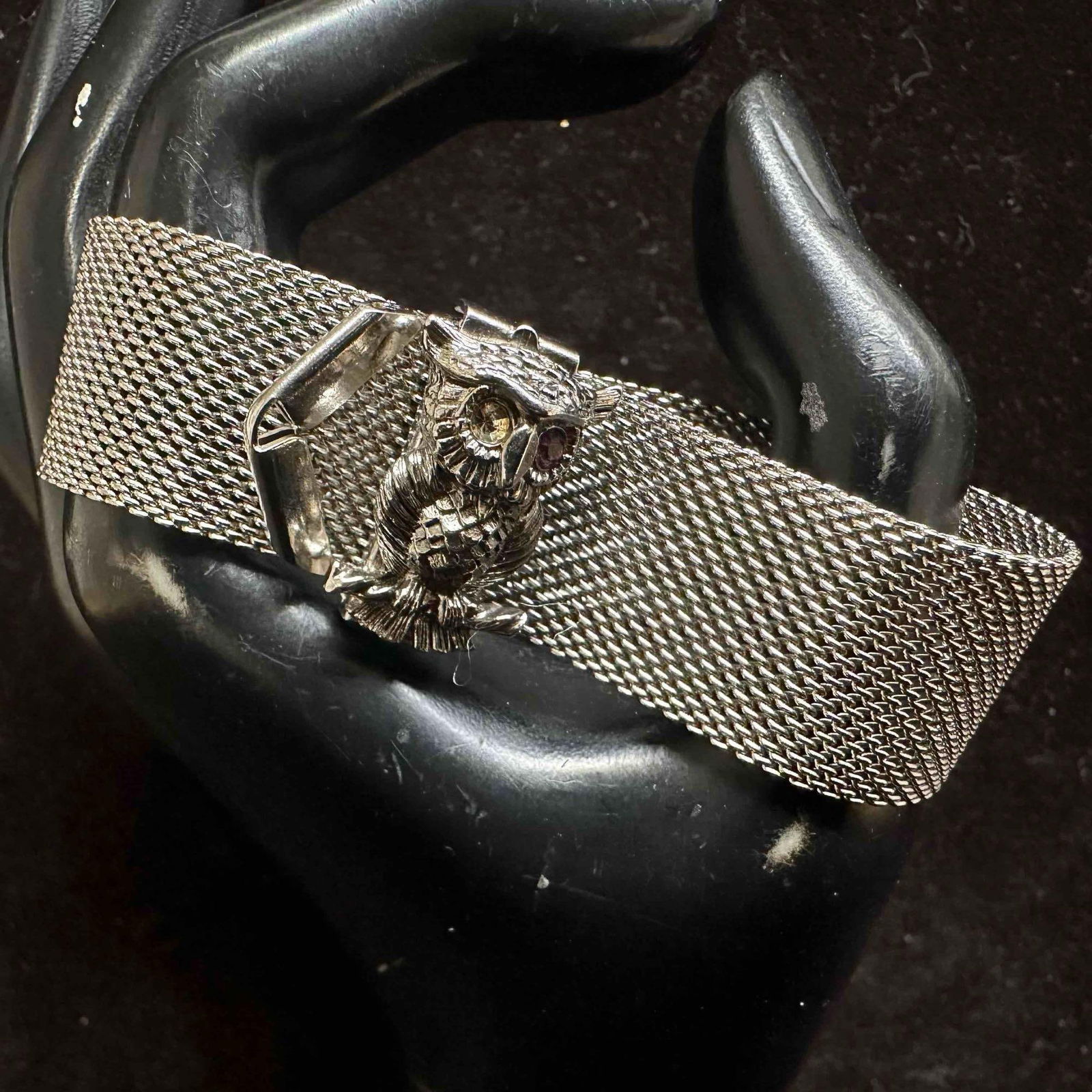Sarah Coventry Nocturne Silvertone Mesh Owl Adjustable Silver Toned Bracelet (1 of 7)