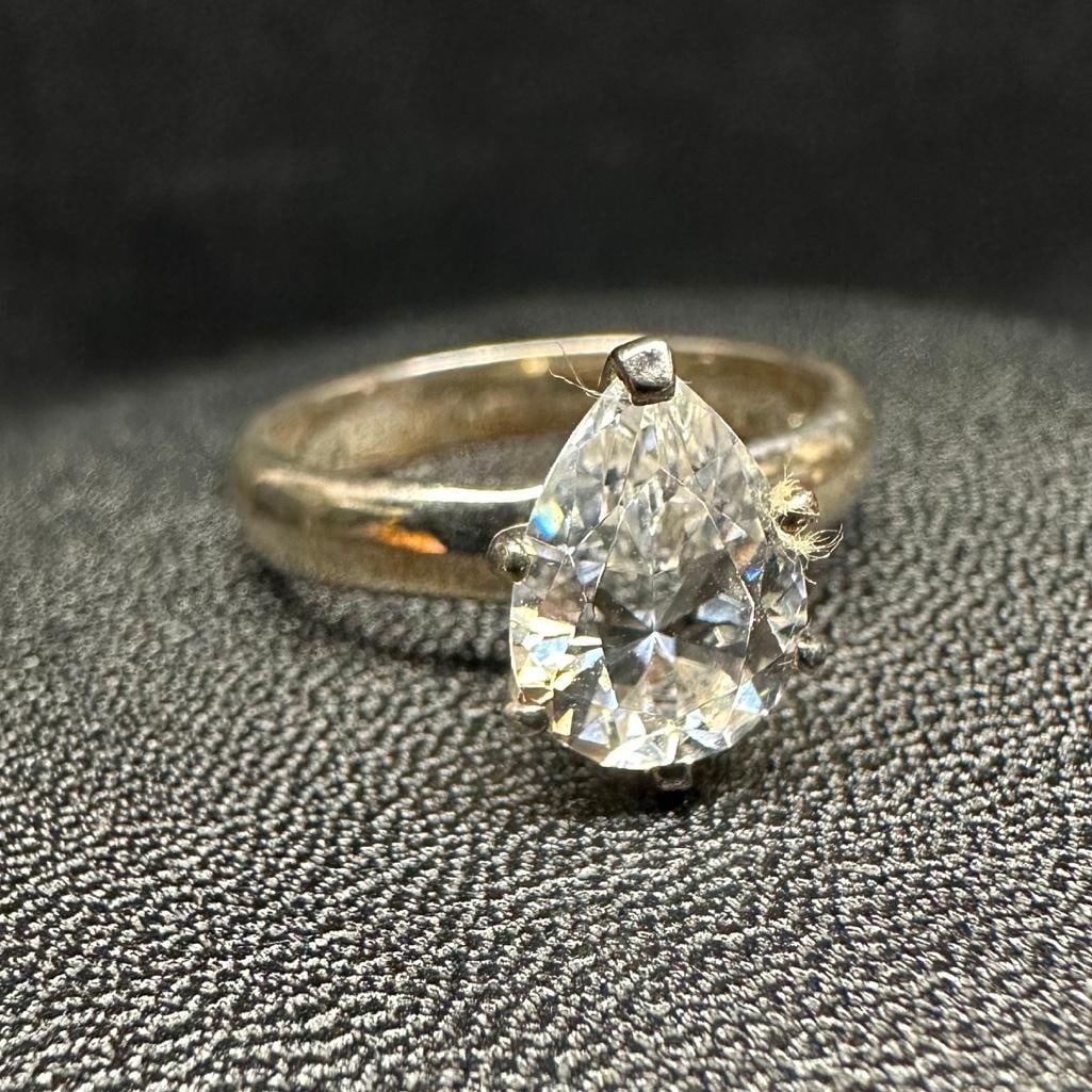 Sterling Pear-Cut CZ Solitaire Ring (1 of 2)