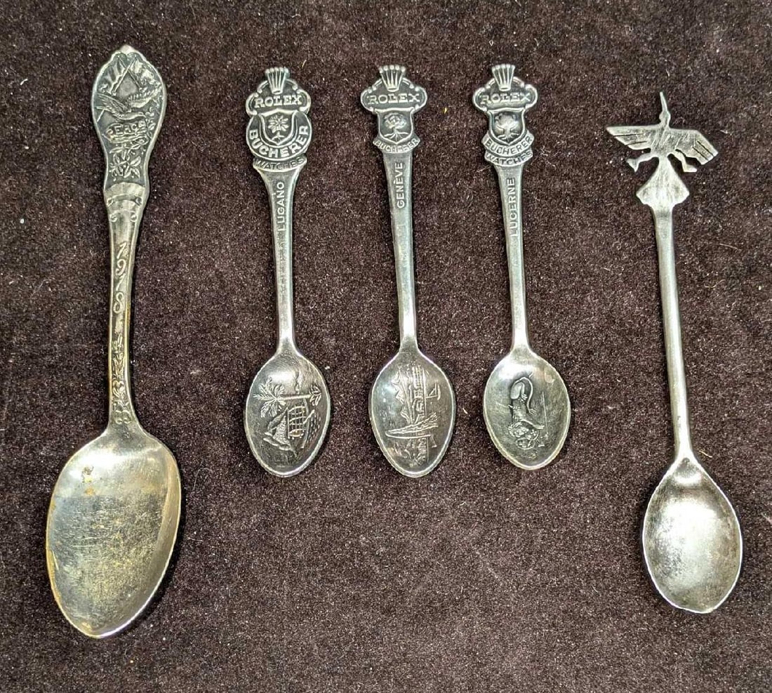 5 Silver Plated Sterling Silver Collector Spoons Rolex (1 of 11)