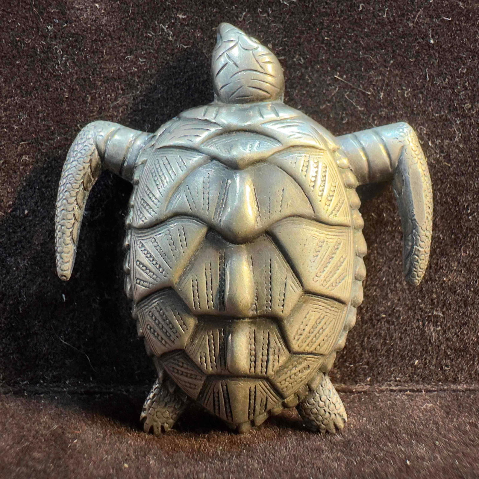 Sterling Silver Artisan Handmade Turtle Tortoise Figural Brooch (1 of 8)