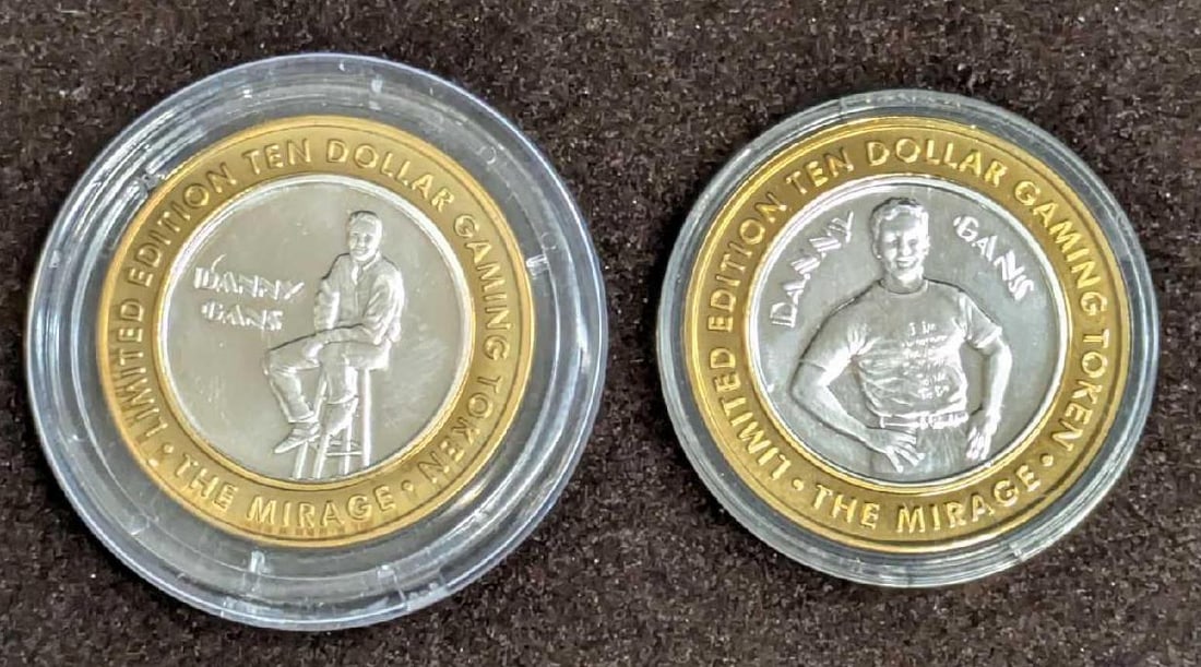 2 .999 Fine Silver And Brass LE Mirage 10 Dollar Gaming Tokens (1 of 6)