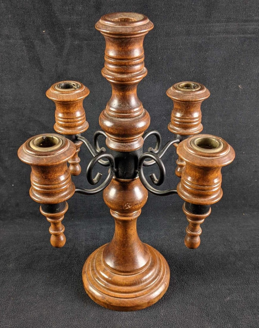 Wooden Candle Holder Five Candle Candelabra (1 of 4)