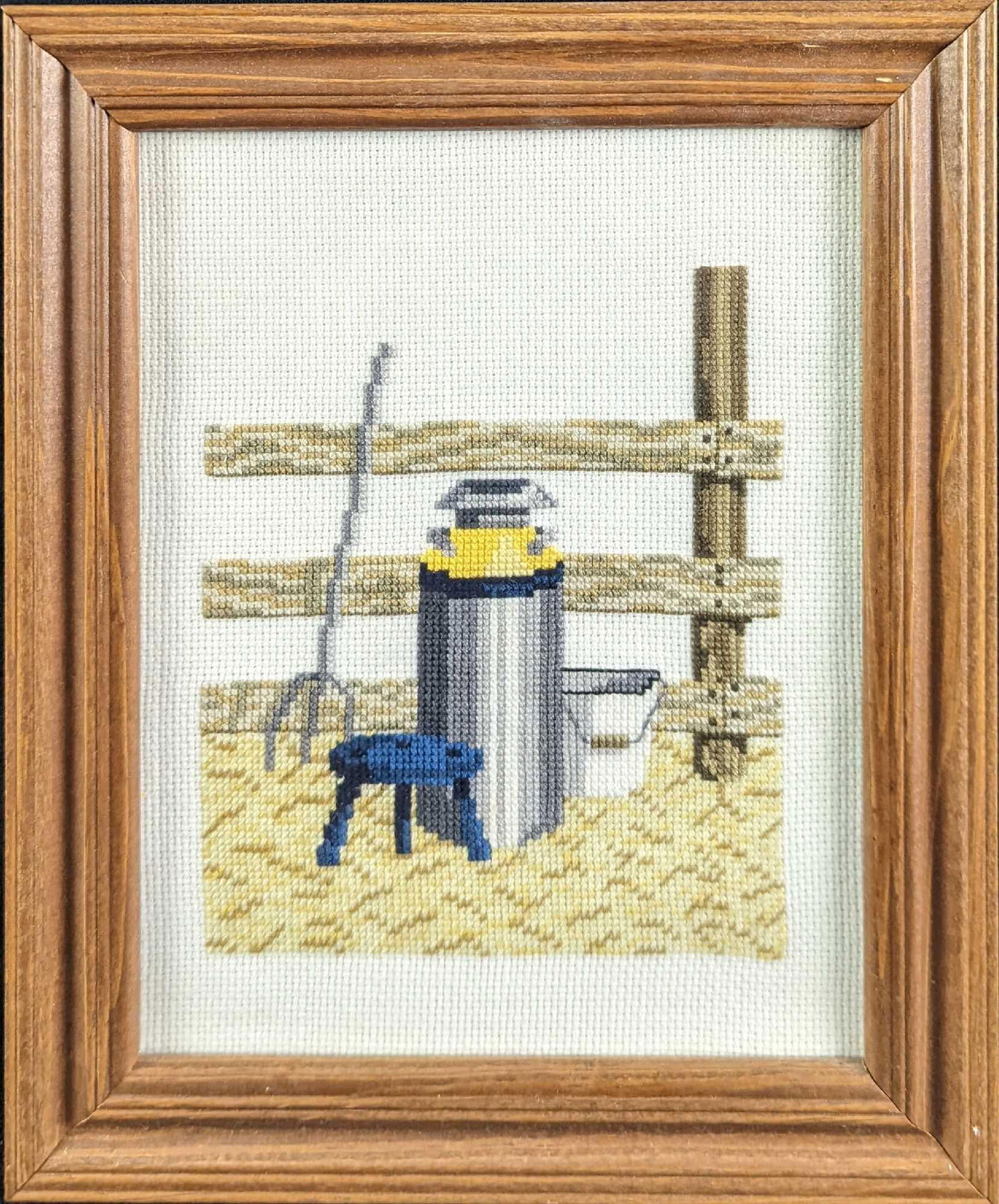 Framed Framed Milk Canister & Stool Cross Stitch (1 of 4)