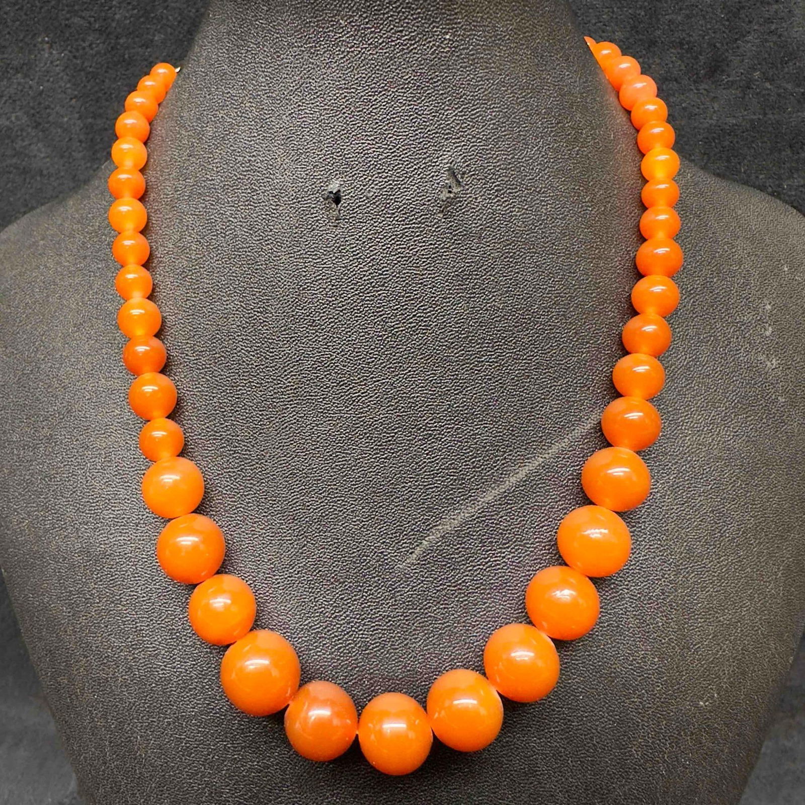 Carnelian Orange Red Bead Round Gem Stone Beaded Necklace G31 (1 of 8)