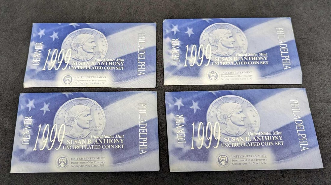 4 Sets Of Uncirculated Susan B Anthony D&P Dollars (1 of 11)