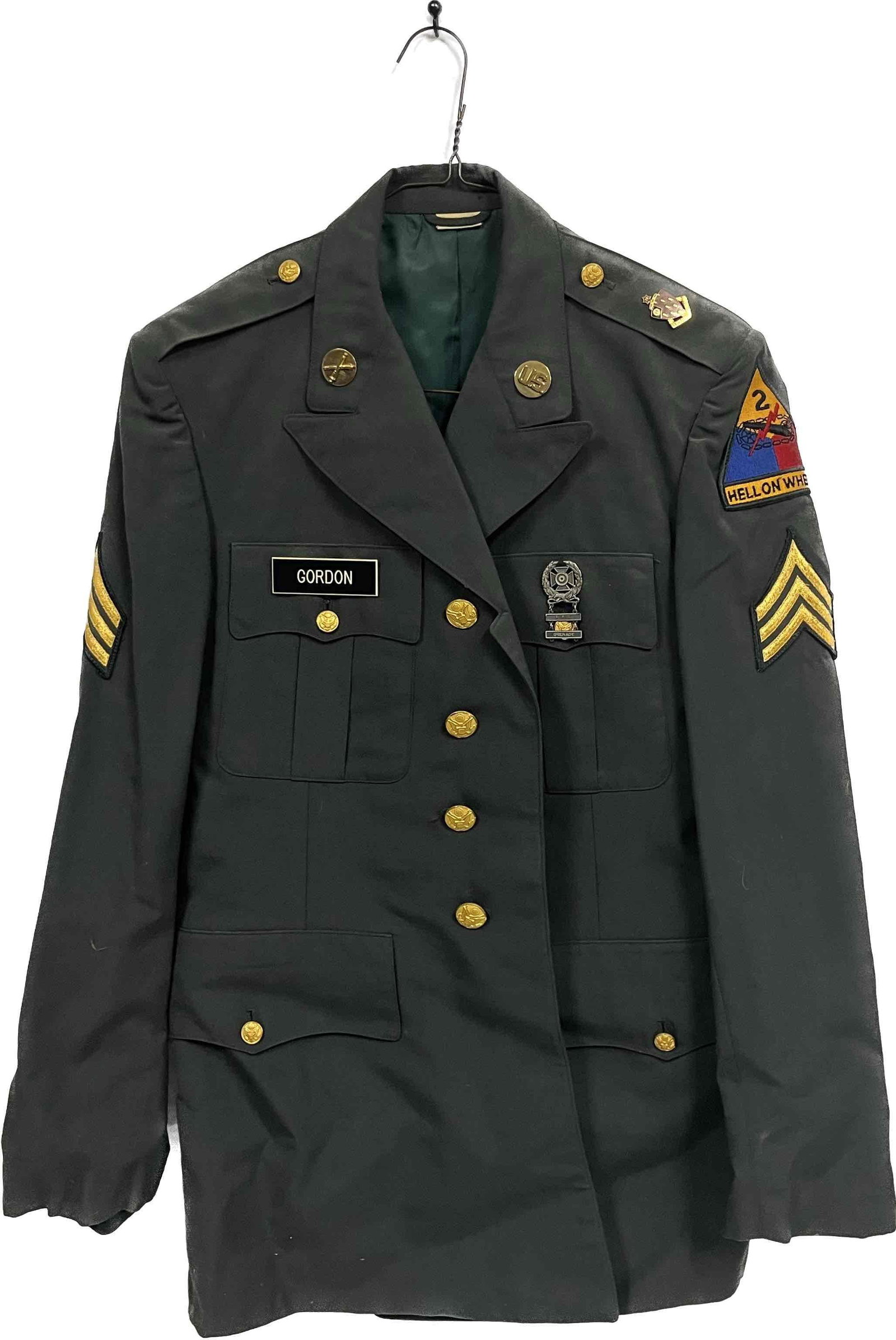 Vintage US Army Military Uniform (Extra Pair Of Pants): This lot contains a Vintage US Army Military Uniform (Extra Pair Of Pants). This uniform belonged to and was worn by Sergeant Gordon. Sergeant Gordon served during WWII and the Berlin Airlift. The jac