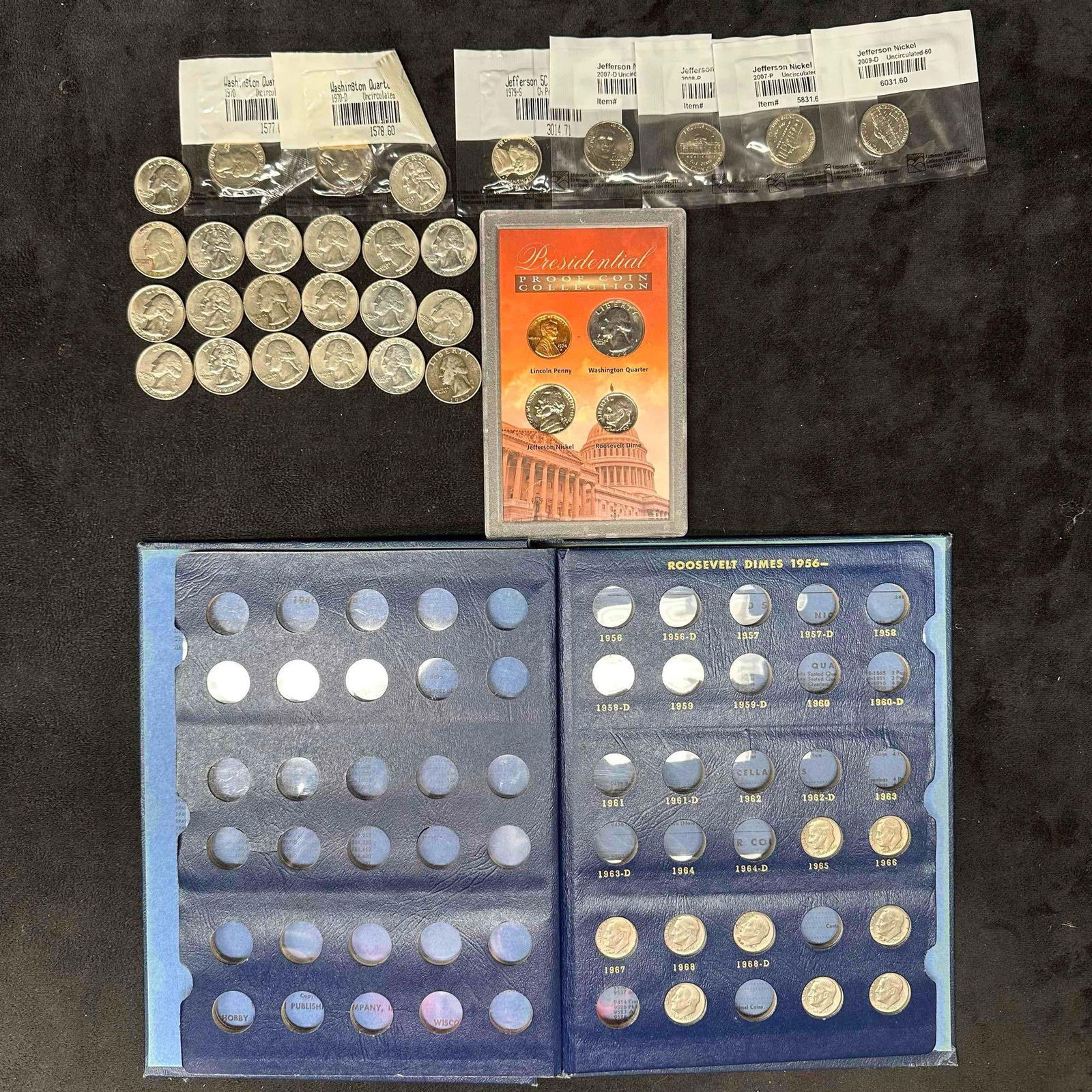 US Coin Collection Roosevelt Dimes Jefferson Nickels Washington Quarters Set 40 Coins (1 of 6)