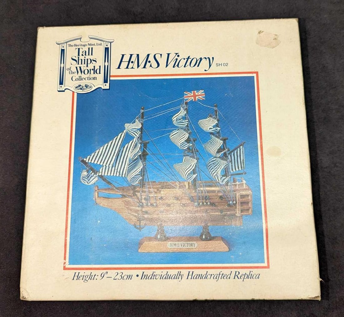 Heritage Mint Tall Ships of the World HMS Victory Ship: Heritage Mint Tall Ships of the World HMS Victory Ship. SOLD FULLY ASSEMBLED Ready for Immediate Display - Not a Model Ship kit. Arrives fully assembled with all sails mounted. Handcrafted wooden hull