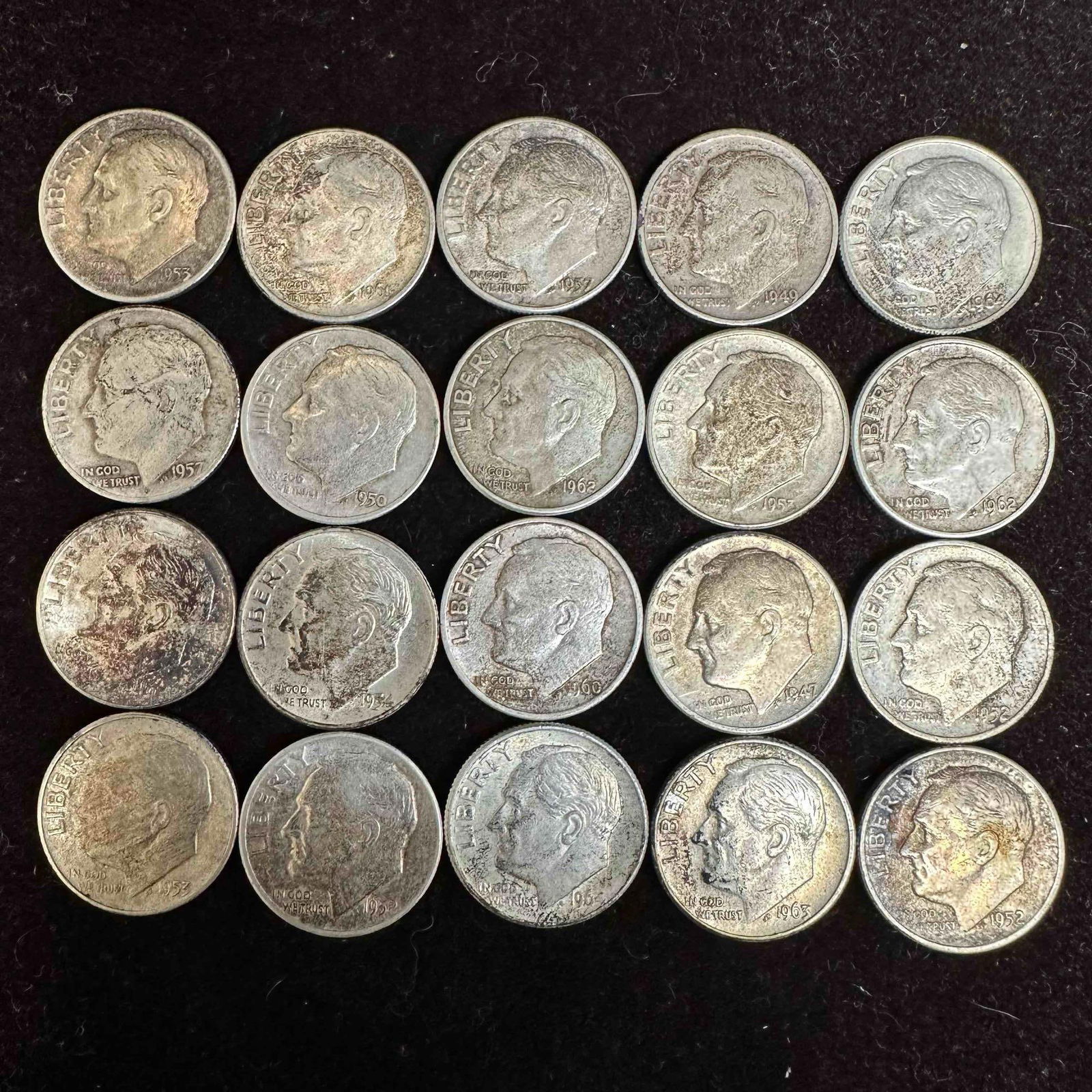 Roosevelt Silver Dimes 20 Coins 10 Cent Dime Set (1 of 4)