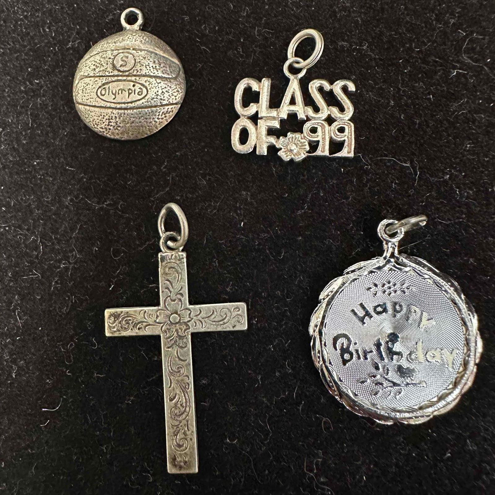Sterling Silver Necklace Pendant Set Four  Cross Class of 99 Happy Birthday Olympia (1 of 8)