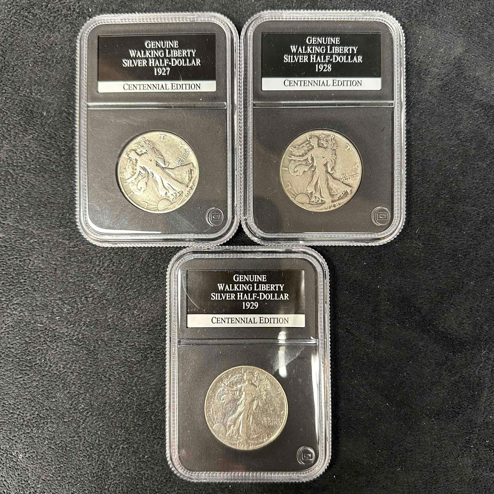 Walking Liberty Silver Half-Dollars Centennial Edition Set Three PCS Coins 1927-1929 (1 of 4)