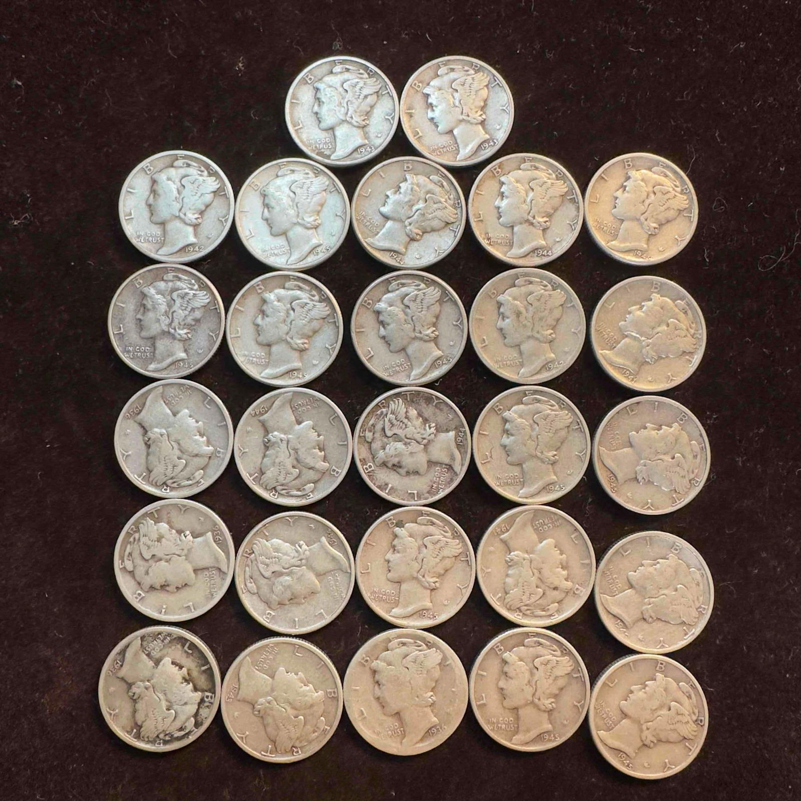 Silver Mercury Dime Set Lot of Twenty Seven 27 1940's AA44 (1 of 11)