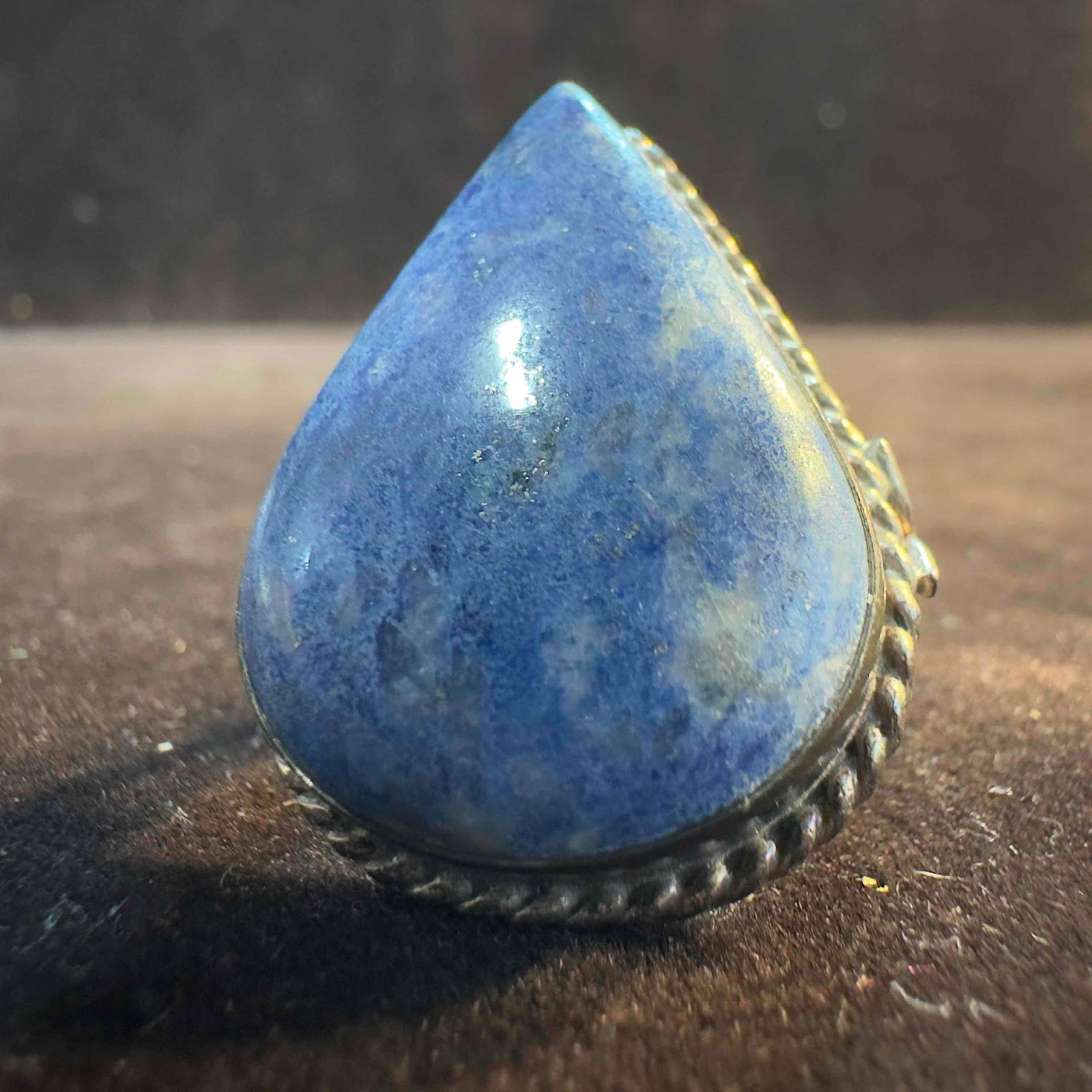 Lapis Lazuli Blue Natural Gemstone Sterling Silver Ring (1 of 10)