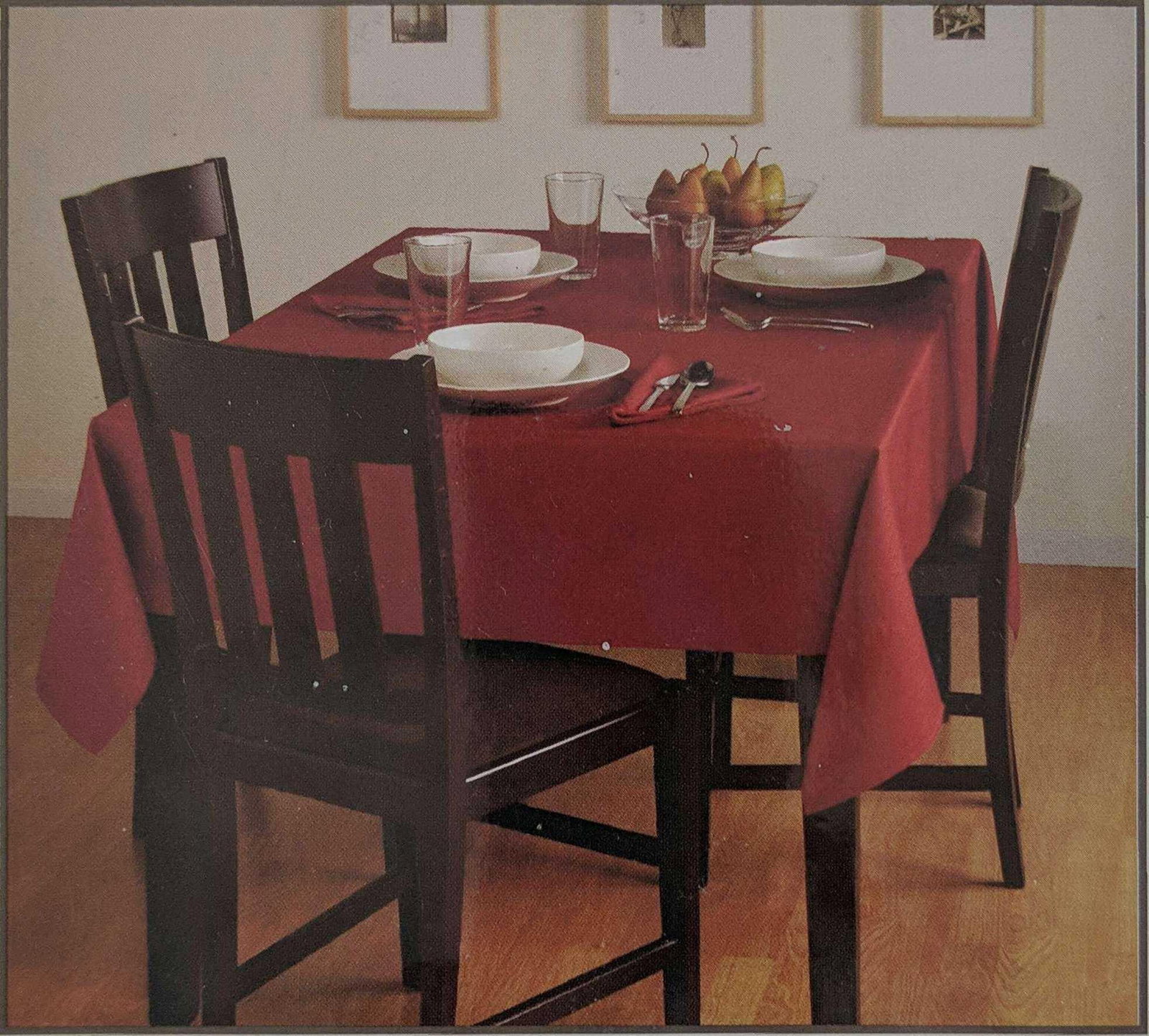 Basketweave Rust 60x84 Inch Oblong Tablecloth A: Simply sophisticated, this classic basket-weave tablecloth provides the perfect background for everyday dining or special entertaining. Rich solid color and subtle pattern complement dinnerware and de