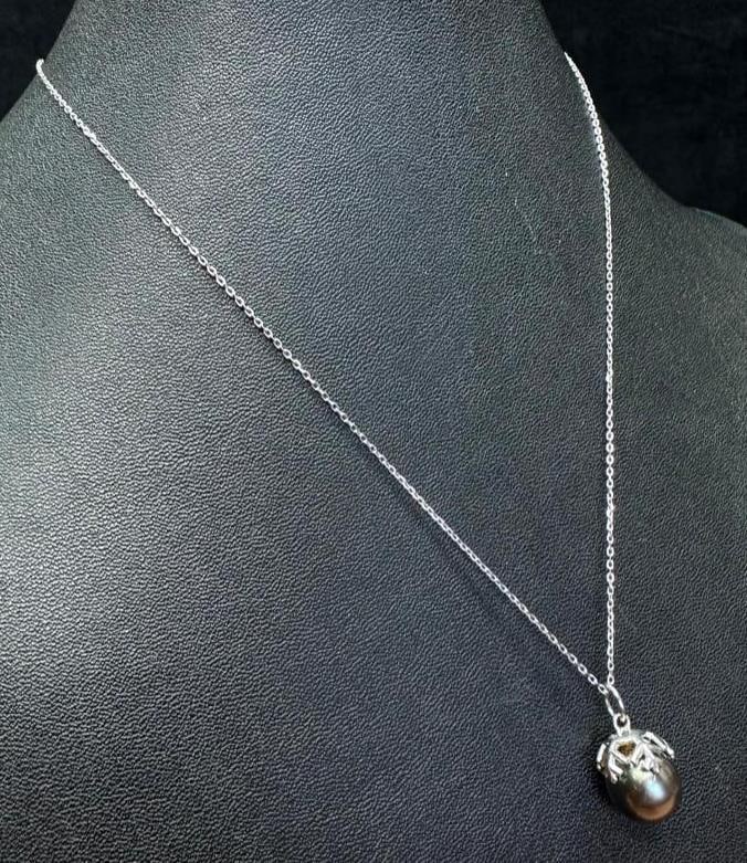 Sterling Tahitian Pearl Drop Necklace (1 of 3)