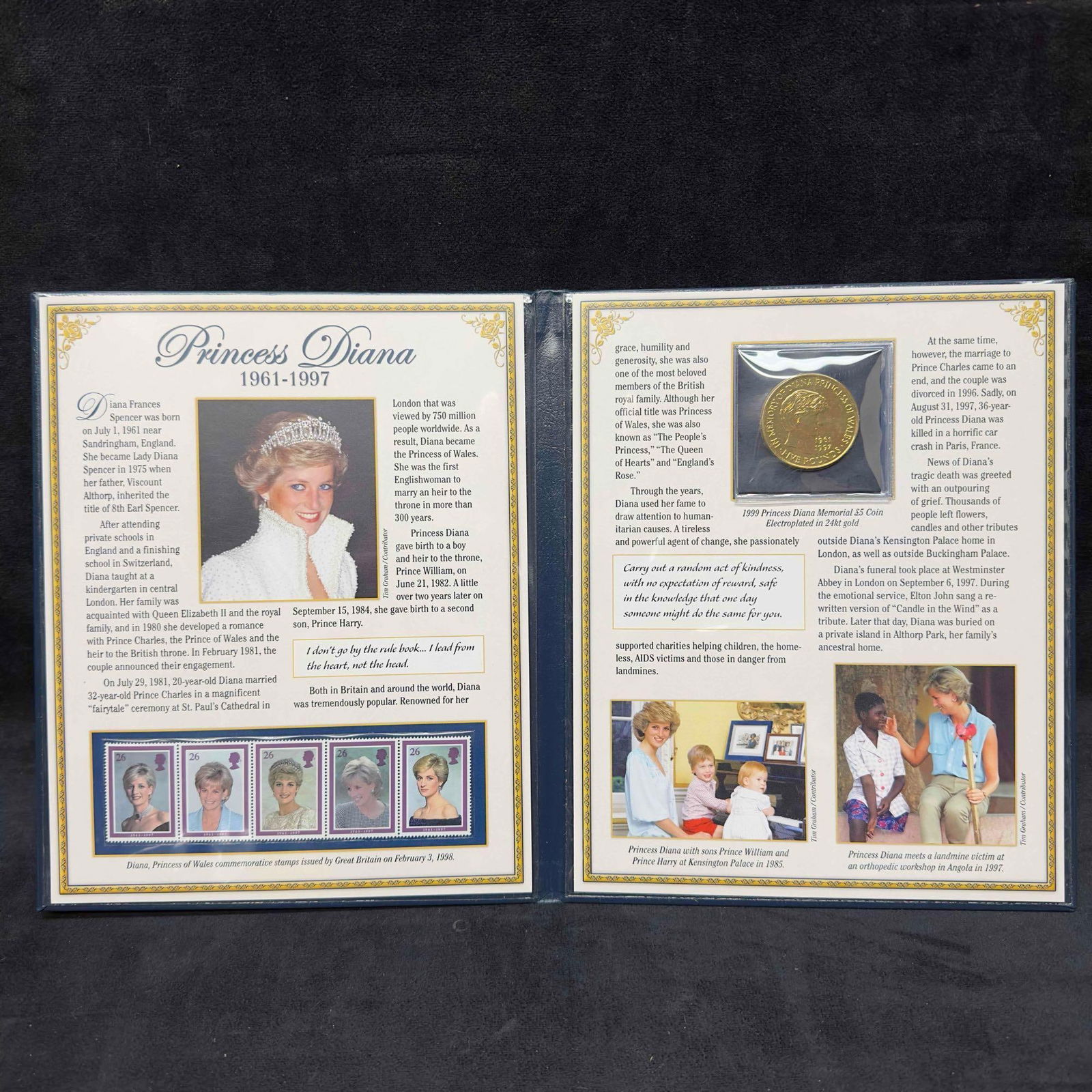Princess Diana 20th Anniversary Memorial Commemorative PCS Stamps and 24kt Gold Coin (1 of 13)