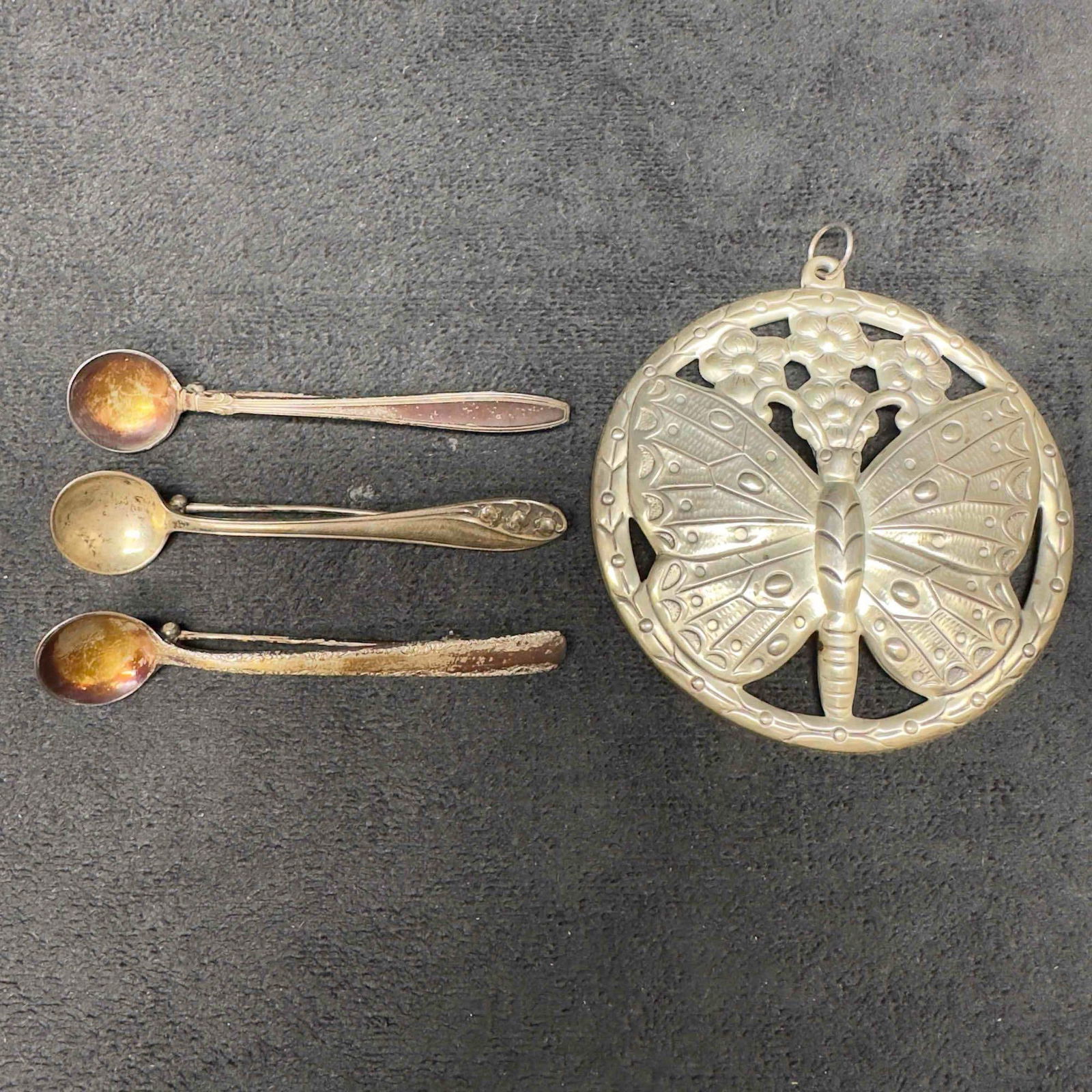 Gorham Sterling Silver Spoon Brooch Set and Butterfly Pendant (1 of 12)